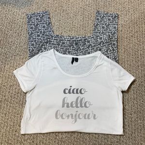 Cynthia Rowley “Ciao Hello Bonjour” set of Lounging P.J’s. Size L